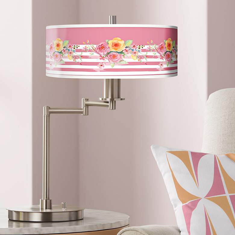 Image 1 Country Rose Giclee CFL Swing Arm Desk Lamp