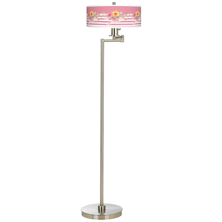 Image 1 Country Rose Giclee Energy Efficient Swing Arm Floor Lamp