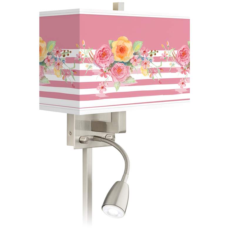 Image 1 Country Rose Giclee Glow LED Reading Light Plug-In Sconce