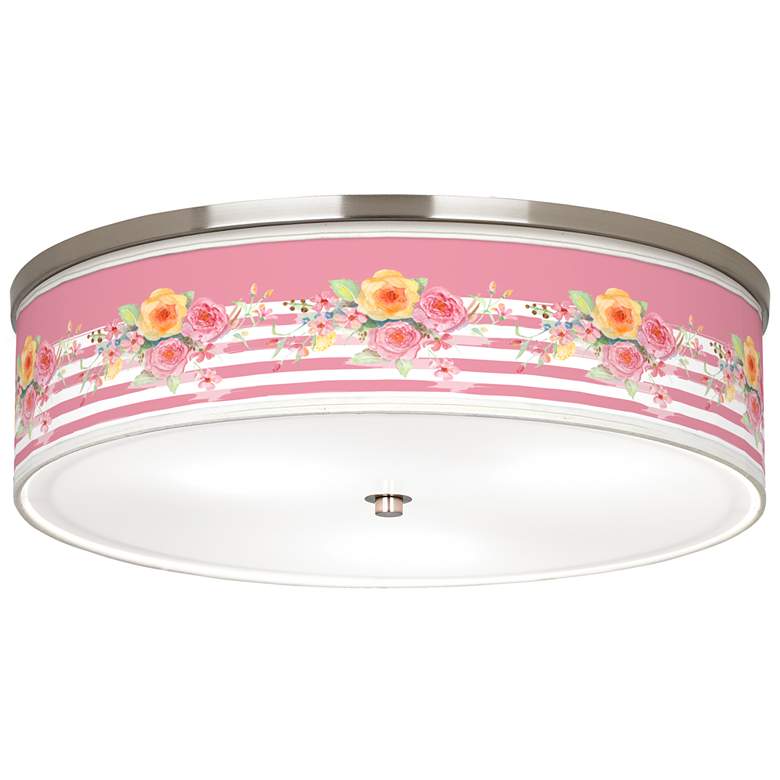 Image 1 Country Rose Giclee Nickel 20 1/4" Wide Ceiling Light