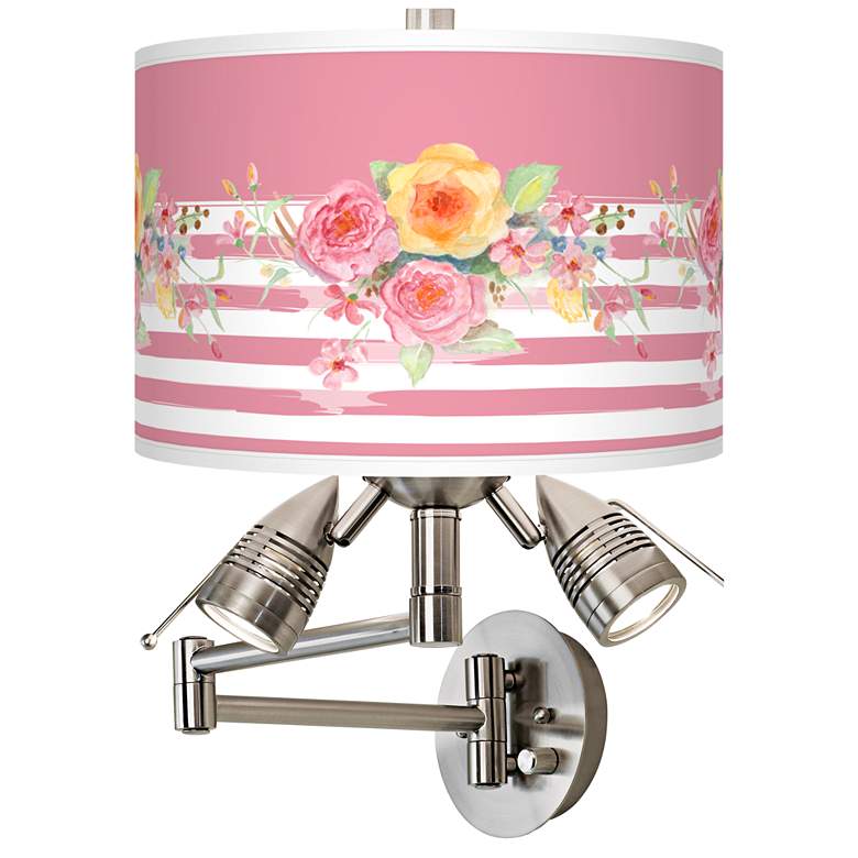 Image 1 Country Rose Giclee Plug-In Swing Arm Wall Lamp