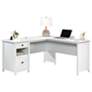 2_County Line 61 1/4" Wide Soft White L-Shaped 2-Drawer Desk