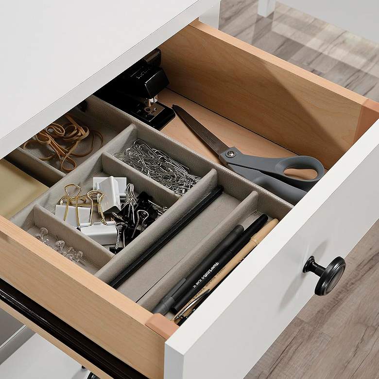 Image 4 County Line 61 1/4" Wide Soft White L-Shaped 2-Drawer Desk more views