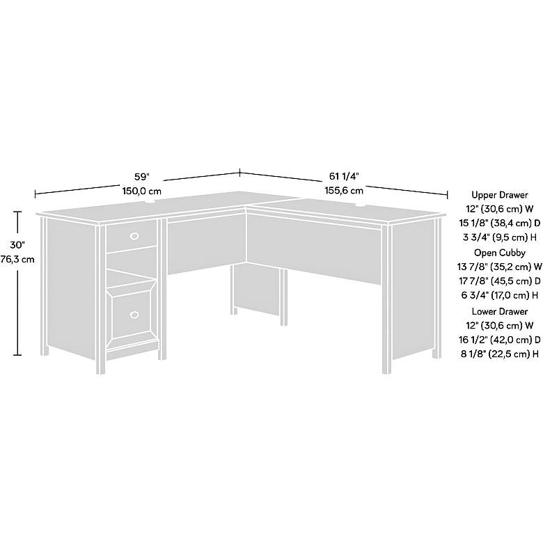 Image 5 County Line 61 1/4" Wide Soft White L-Shaped 2-Drawer Desk more views