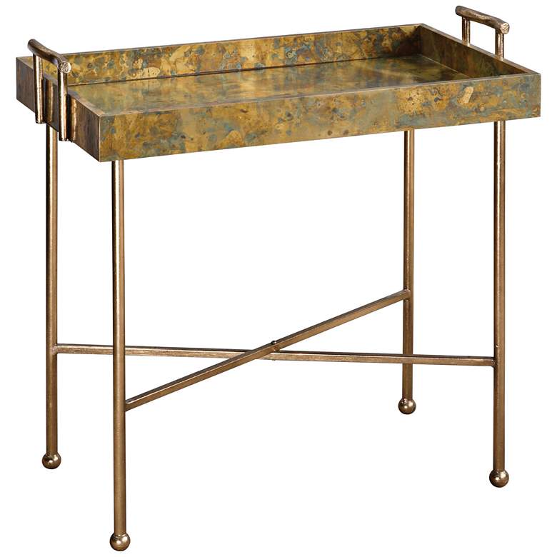 Image 1 Couper 29 inch Wide Burnished Gold Leaf Tray Table