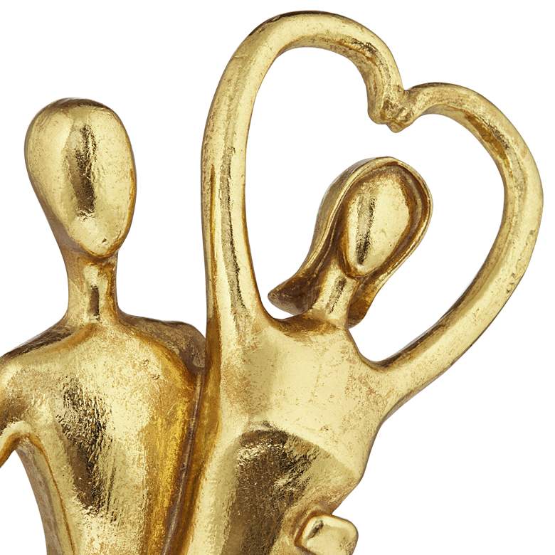 Image 3 Couple Heart 12 inch High Shiny Gold Statue more views