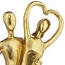 Couple Heart 12" High Shiny Gold Statue