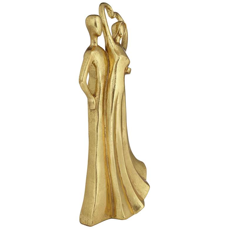 Image 5 Couple Heart 12" High Shiny Gold Statue more views