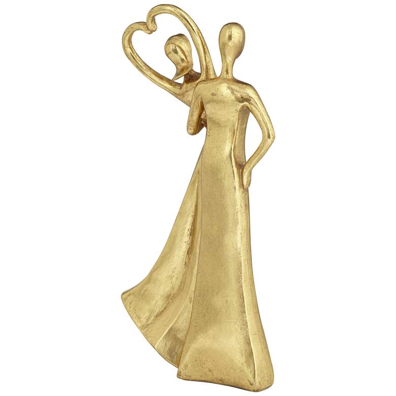 Image 6 Couple Heart 12" High Shiny Gold Statue more views