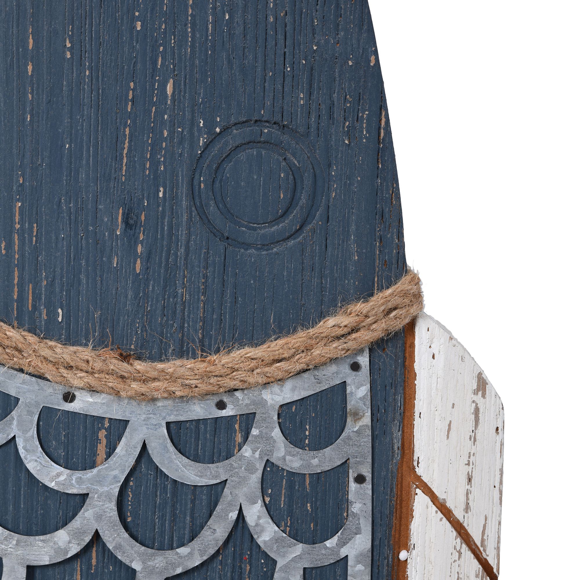 Image 4 Couple of Fish Rustic Blue and White Wood Wall Art Decor - Set of 2 more views