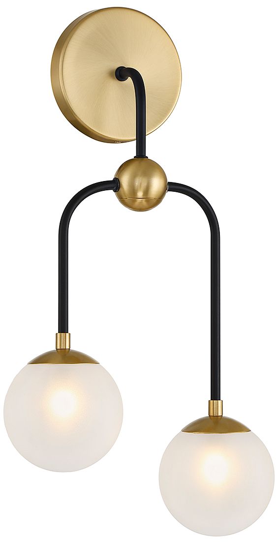 Image 3 Couplet 2-Light Wall Sconce in Matte Black with Warm Brass Accents more views