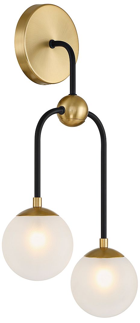 Image 4 Couplet 2-Light Wall Sconce in Matte Black with Warm Brass Accents more views