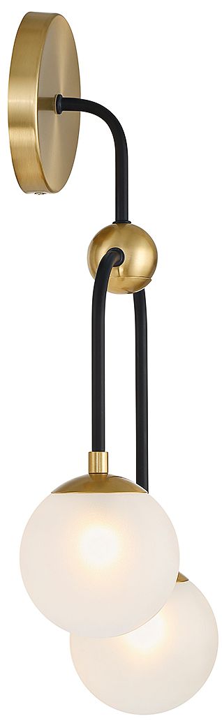 Image 5 Couplet 2-Light Wall Sconce in Matte Black with Warm Brass Accents more views