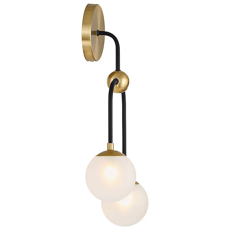 Image 5 Couplet 20"H Matte Black and Warm Brass 2-Light Wall Sconce more views