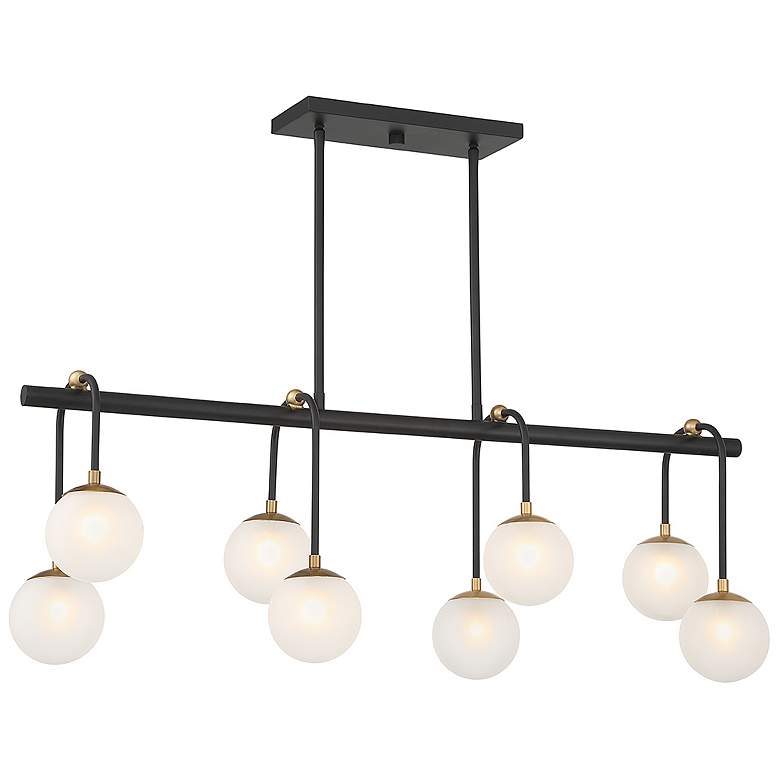 Image 1 Couplet 38"W Matte Black and Warm Brass 8-Light Chandelier