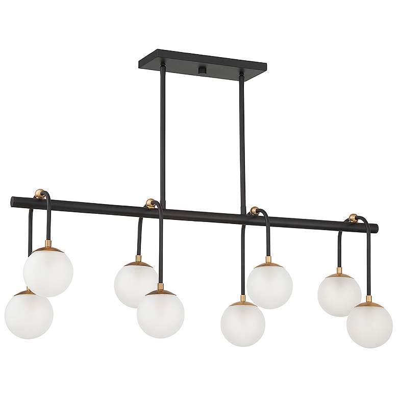 Image 2 Couplet 38"W Matte Black and Warm Brass 8-Light Chandelier more views