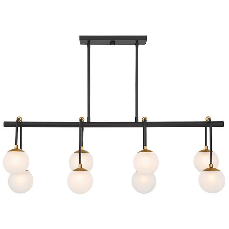 Image 3 Couplet 38"W Matte Black and Warm Brass 8-Light Chandelier more views