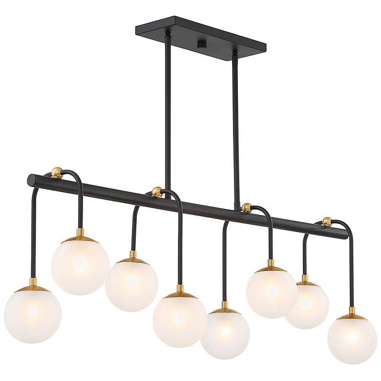 Image 4 Couplet 38"W Matte Black and Warm Brass 8-Light Chandelier more views