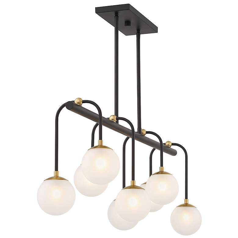 Image 5 Couplet 38"W Matte Black and Warm Brass 8-Light Chandelier more views