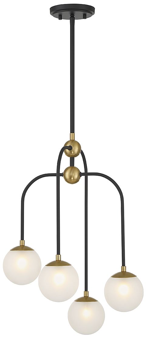 Couplet 4-Light Chandelier in Matte Black with Warm Brass Accents