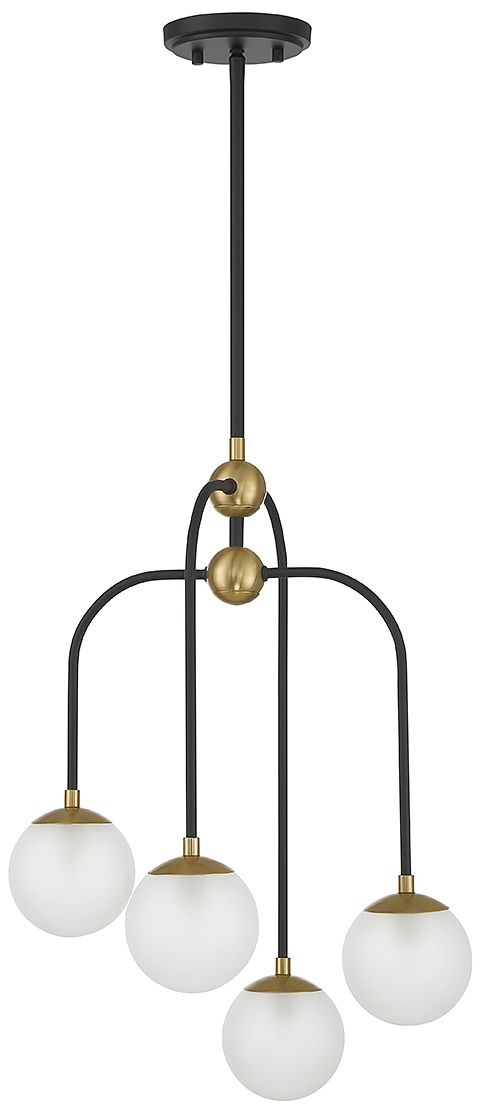 Image 2 Couplet 4-Light Chandelier in Matte Black with Warm Brass Accents more views