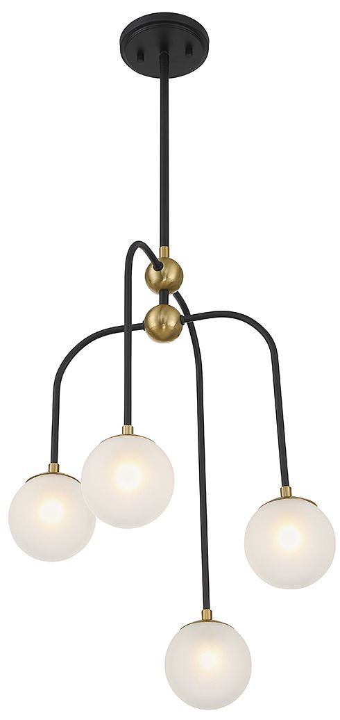 Image 4 Couplet 4-Light Chandelier in Matte Black with Warm Brass Accents more views
