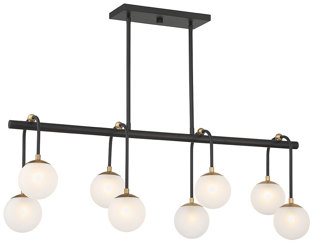 Thumbnail1 of Couplet 8-Light Linear Chandelier in Matte Black with Warm Brass Accents