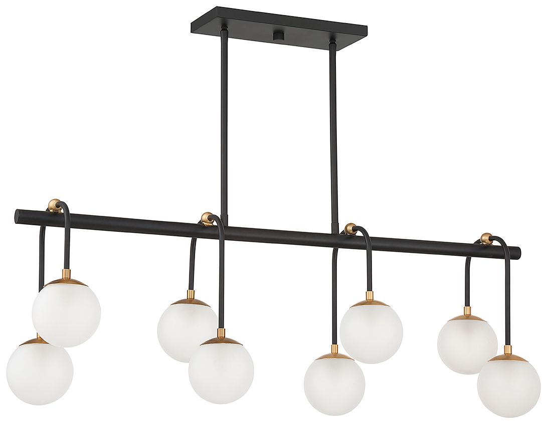 Thumbnail2 of Couplet 8-Light Linear Chandelier in Matte Black with Warm Brass Accents more views