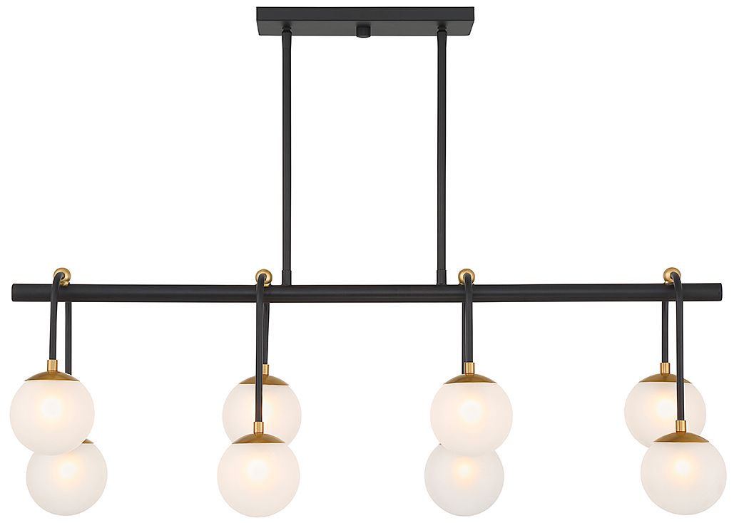 Thumbnail3 of Couplet 8-Light Linear Chandelier in Matte Black with Warm Brass Accents more views