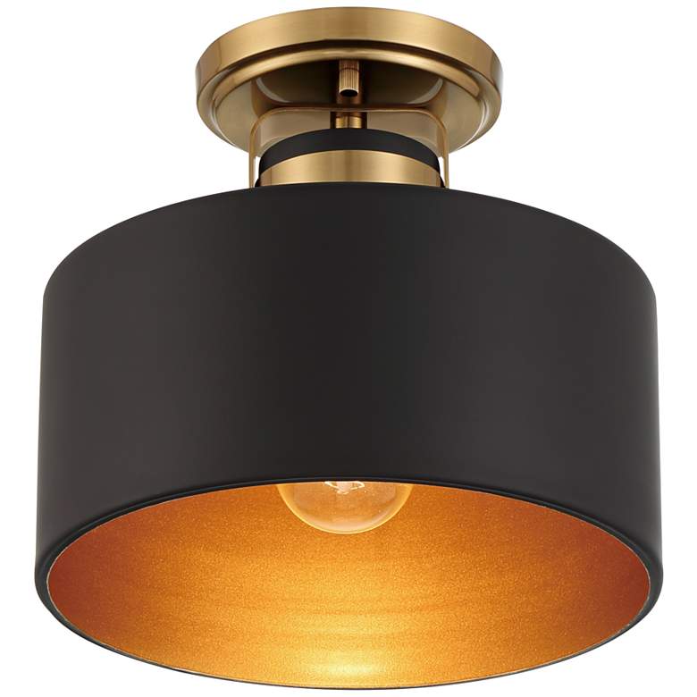 Image 7 Courtney 10 inch Wide Soft Gold Matte Black Ceiling Light more views