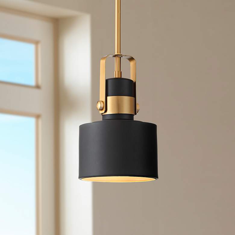 Courtney 6 1/2&quot; Wide Black and Gold Mini Pendant Light