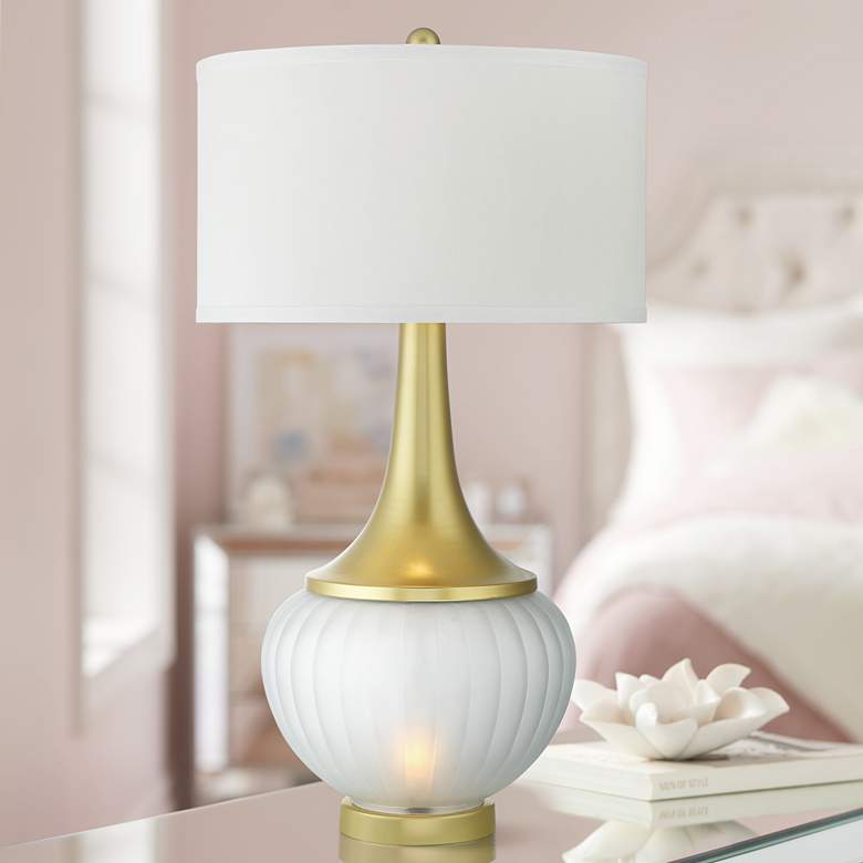 Image 1 Courtney Gold and Glass Modern Luxe Night Light Table Lamp