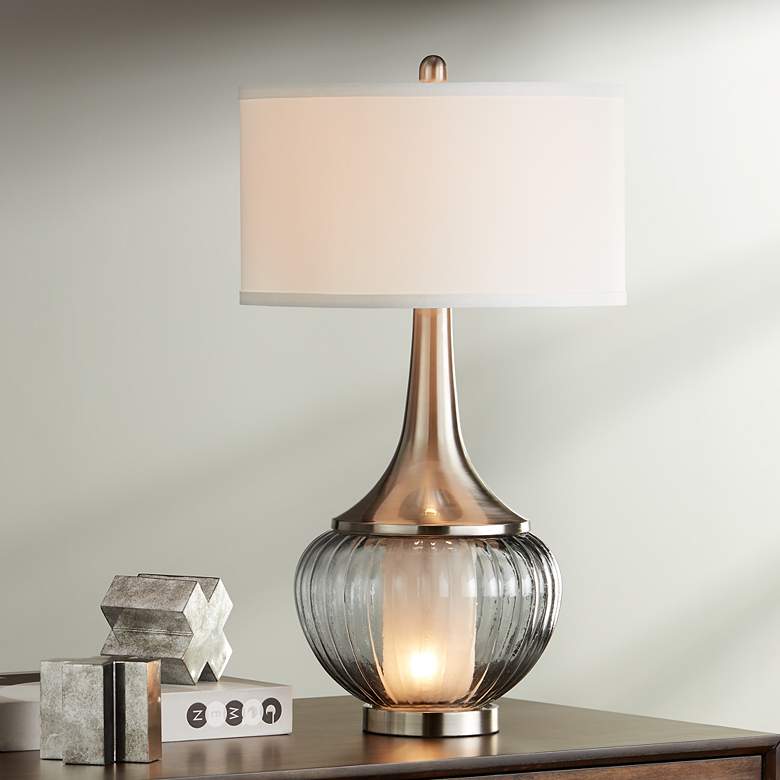 Courtney Metal and Glass Night Light Table Lamp
