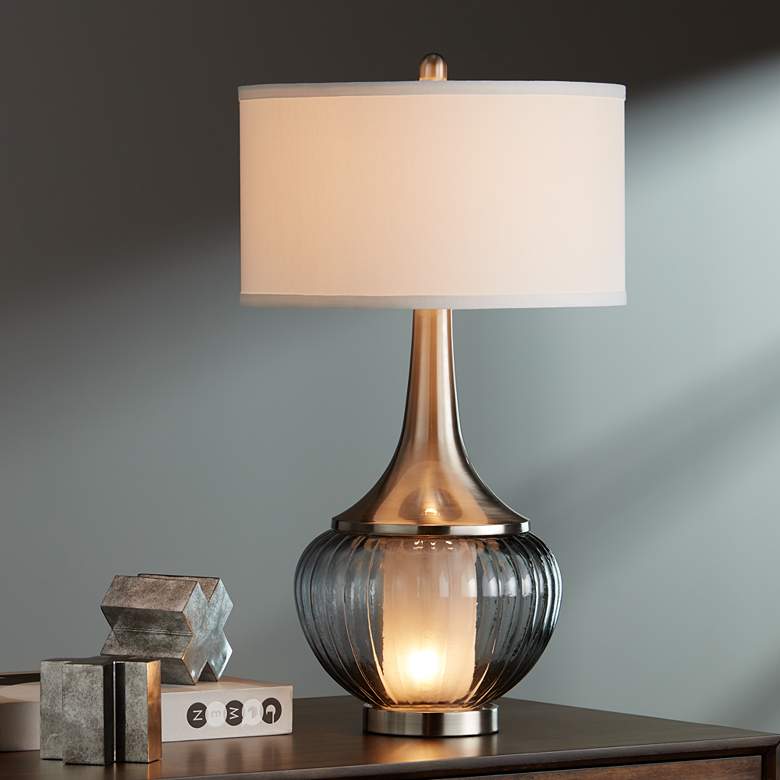 Courtney Metal and Glass Night Light Table Lamp more views