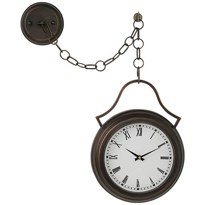 Image 1 Courtyard Bronze 16 1/2" High Hanging Pendant Clock