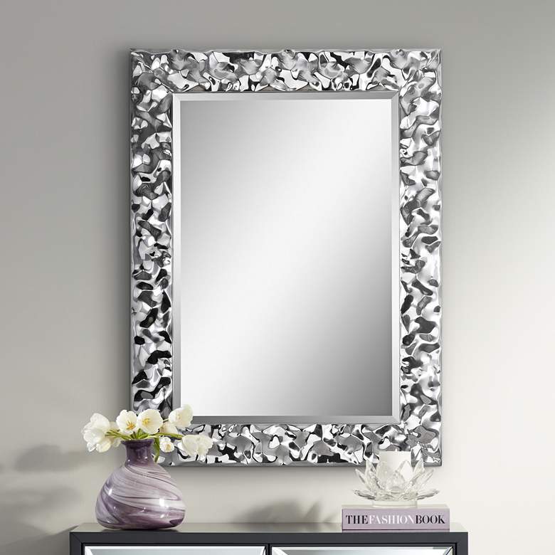 Couture Chrome 30 inch x 40 inch Rectangular Wall Mirror
