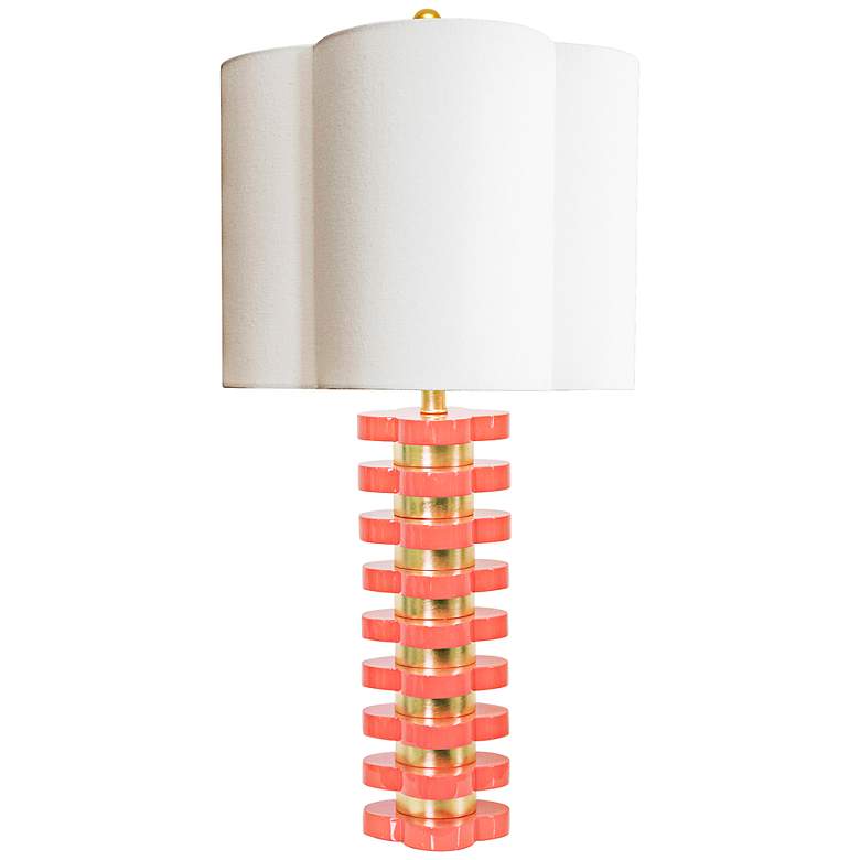 Image 1 Couture Coral and Gold Leaf Quatrefoil Table Lamp
