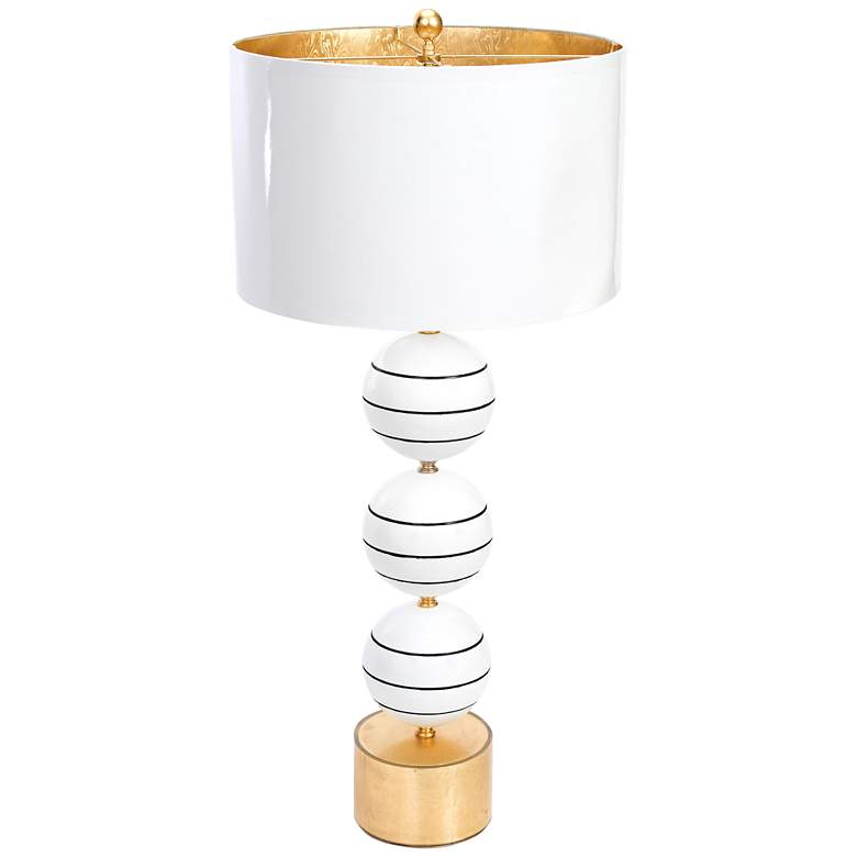 Image 1 Couture Corona Del Mar Gloss White and Gold Leaf Table Lamp