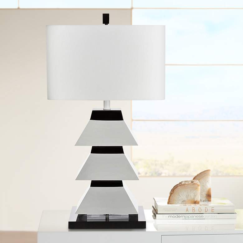 Image 1 Couture Erzi White and Black Table Lamp