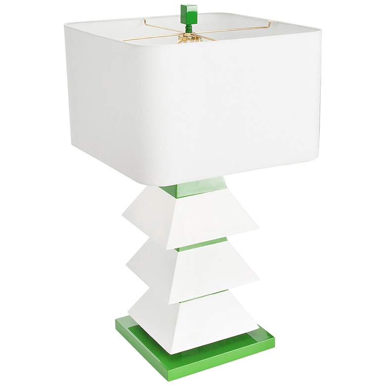 Image 1 Couture Erzi White and Kelly Green Table Lamp