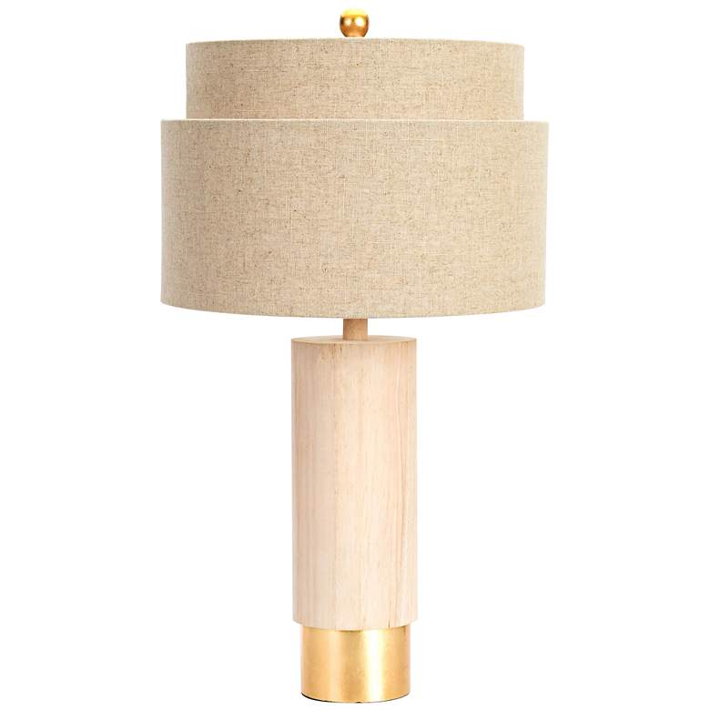 Image 1 Couture Flagstaff Natural Rubberwood and Gold Table Lamp