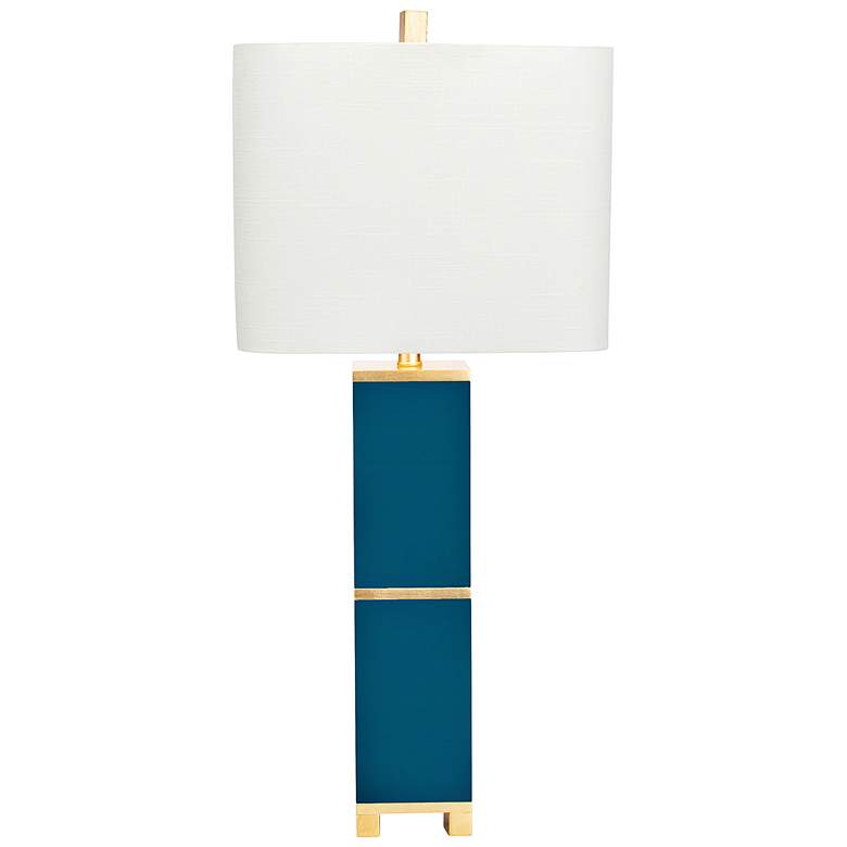 Image 1 Couture Glossy Peacock Teal and Gold Leaf Table Lamp