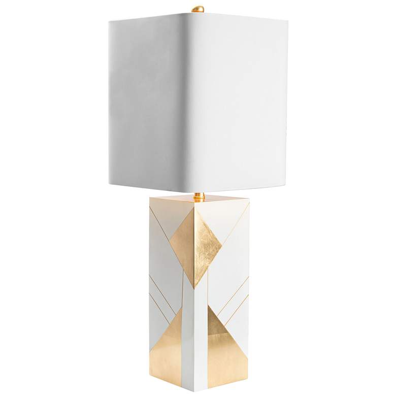 Image 1 Couture Hollywood Gloss White and Gold Leaf Table Lamp