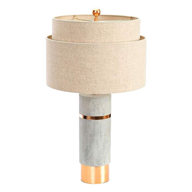 Image 1 Couture Huntington Cement Gray and Gold Leaf Table Lamp