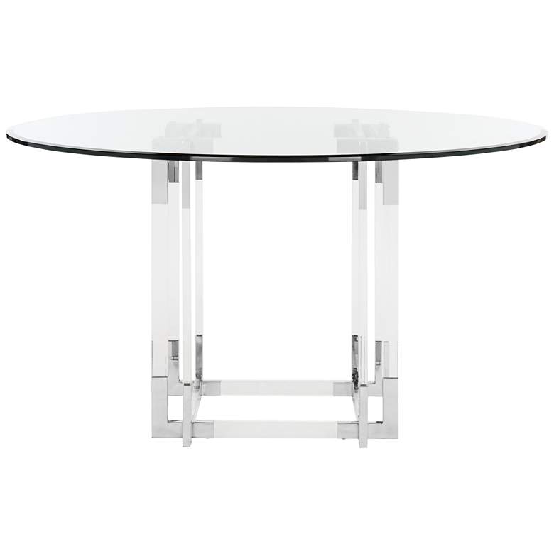 Image 1 Couture Koryn 54 inch Wide Chrome and Clear Glass Dining Table