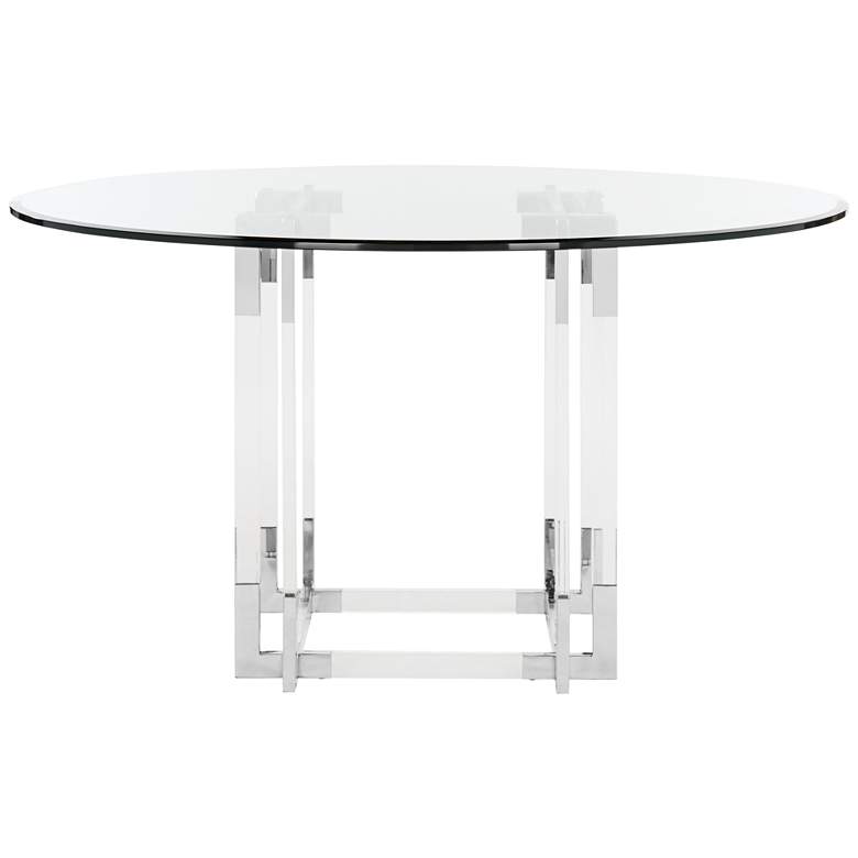 Image 1 Couture Koryn 54" Wide Chrome and Clear Glass Dining Table