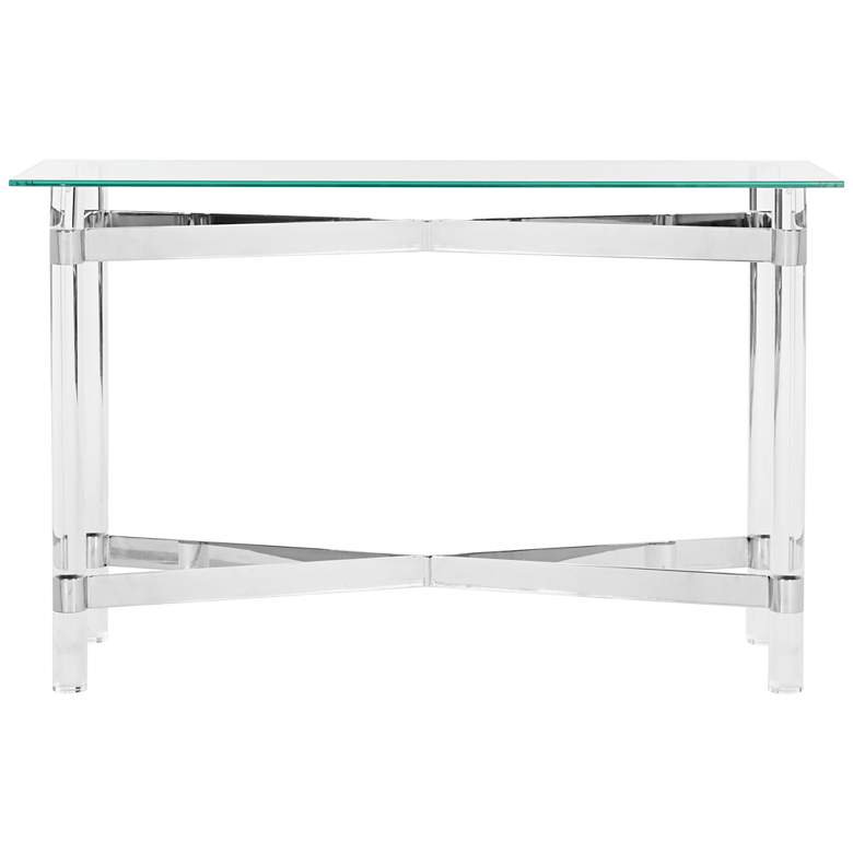 Image 1 Couture Lainey Chrome Steel and Clear Glass Console Table
