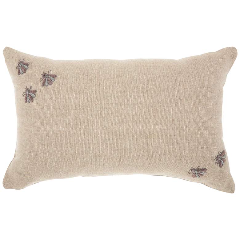 Image 1 Couture Luster Linen Corner Embellished Bees 20 inchx 12 inch Pillow