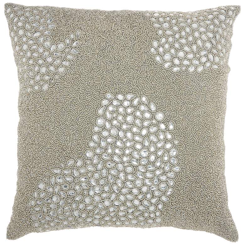 Image 1 Couture Luster Silver Beaded 20" Square Throw Pillow