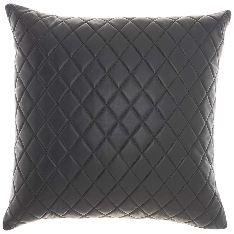 Image 1 Couture Nat Hide Black Leather 20 inch Square Throw Pillow
